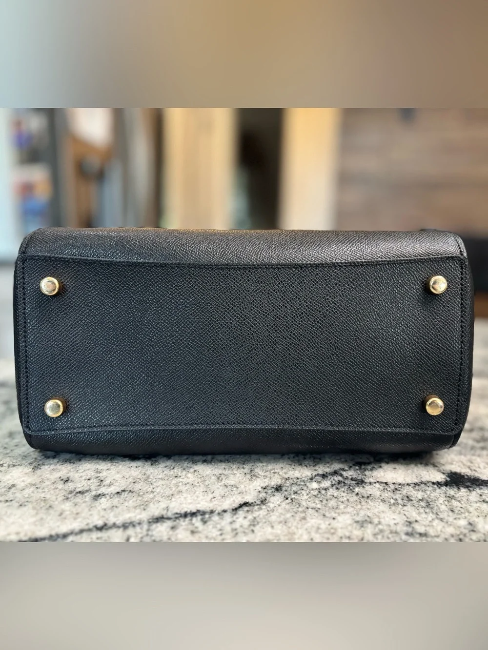 Coach Medium Rowan Black Leather Satchel with Gold-Hardware and Crossbody strap